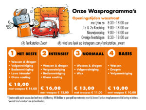 Zwart Autowasstraat tarieven en openingstijden